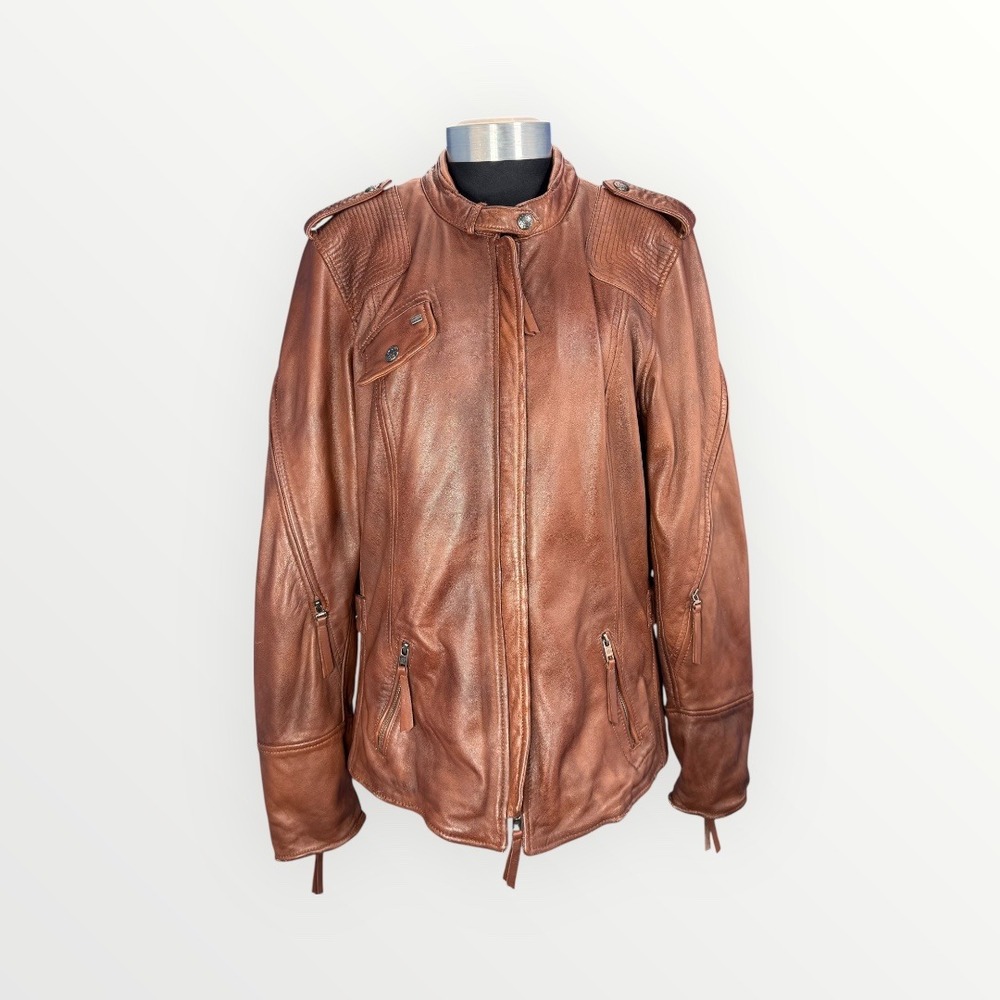 Harley-Davidson Women's Uproot‎ Genuine Sheepskin Leather Jacket Size XL Biker